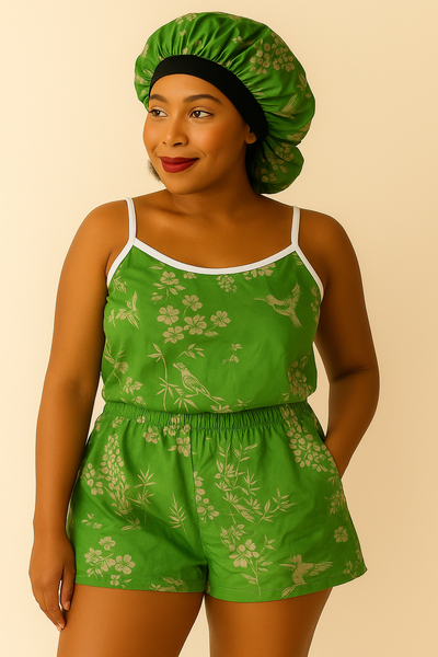 Pyjama fleuri vert confortable