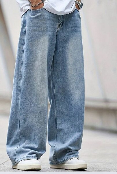 Jeans larges homme bleu clair