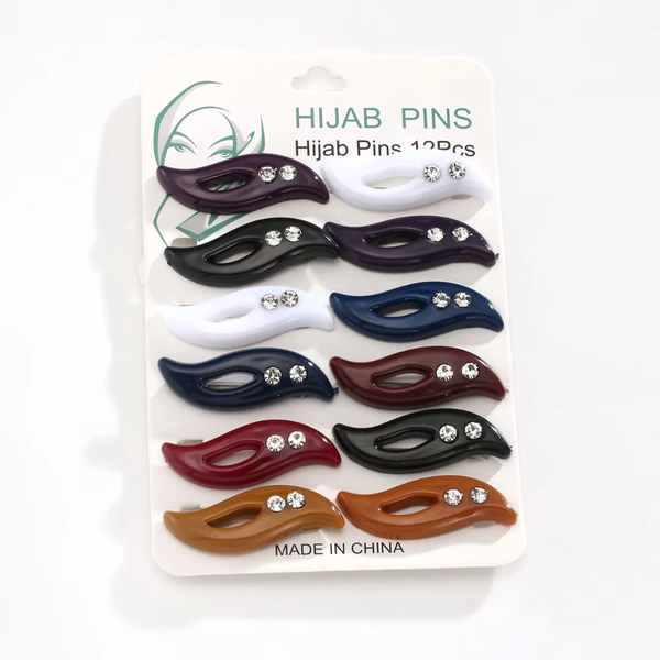 Épingles Hijab Colorées 12pcs