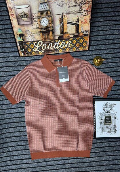 Polo en maille rayé homme