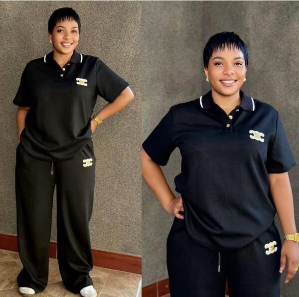 Ensemble gros bas noir élégant