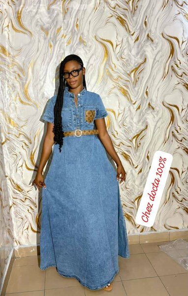 Robe longue en jeans pour femme