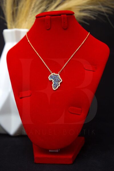 Collier Map Afrique en Or et Diamant