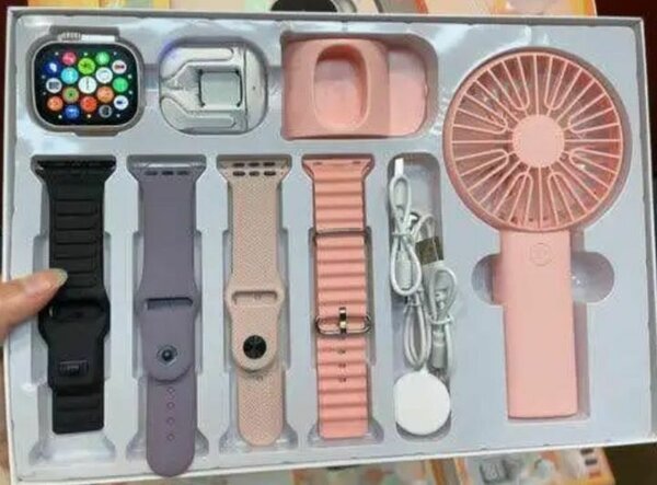 Montre connectée Apple Watch et ventilateur portable
