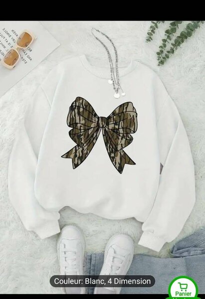 Sweat-shirt blanc avec nœud