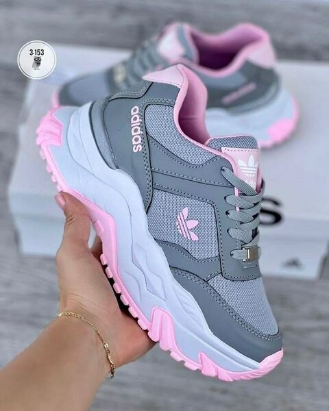 Adidas Baskets Femme Gris et Rose