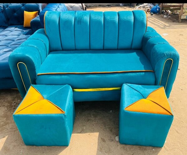 Ensemble canapé et ottomans bleu sarcelle