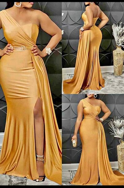 Robe soirée dorée élégante