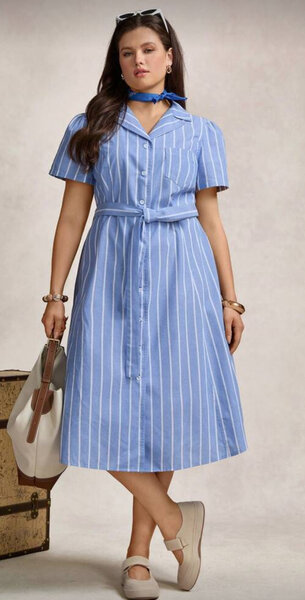 Robe chemise rayée bleue