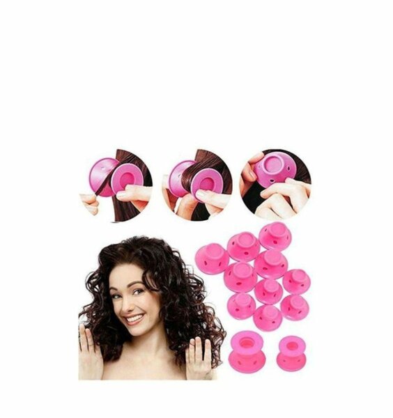 Ensemble de 12/20 bigoudis en silicone rose