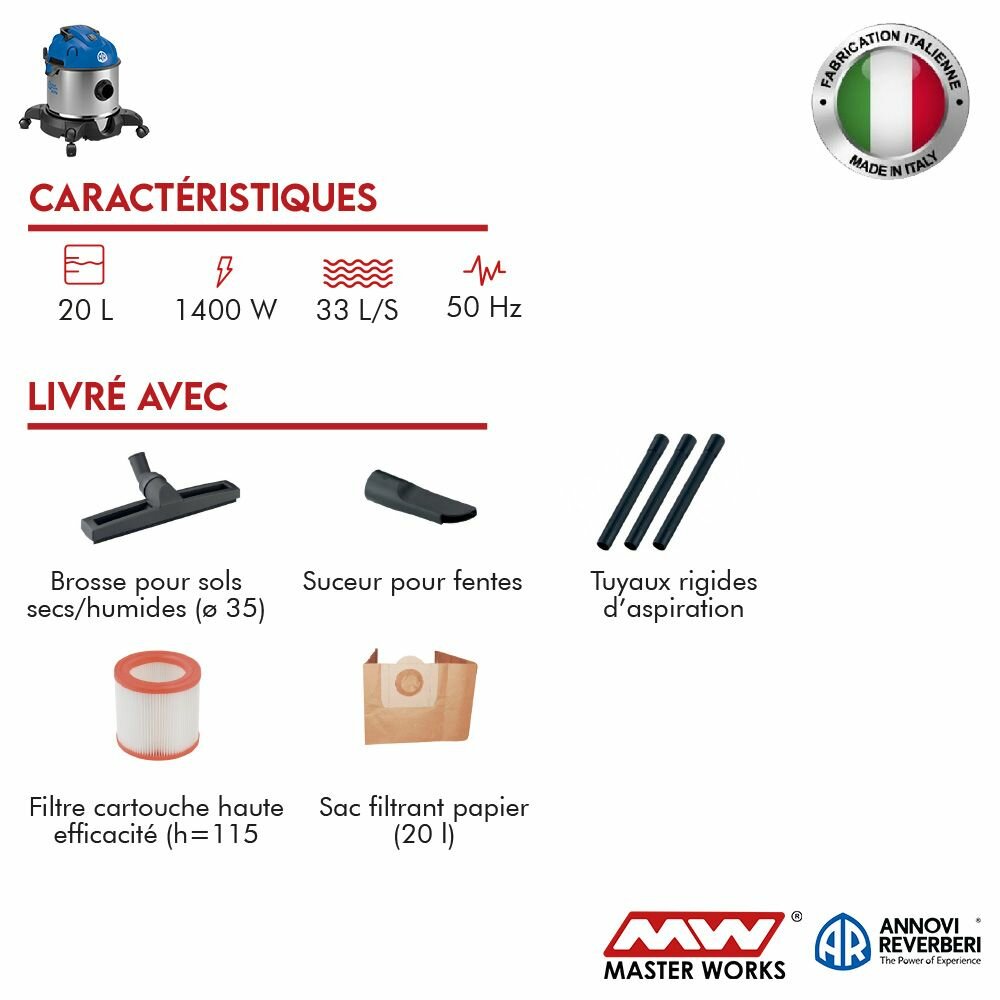 Aspirateur et souffleur 20 L