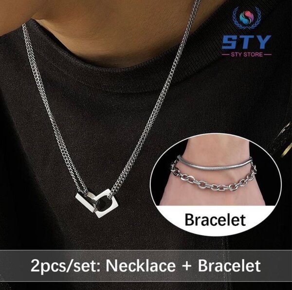 Parure Collier et Bracelet STY Acier