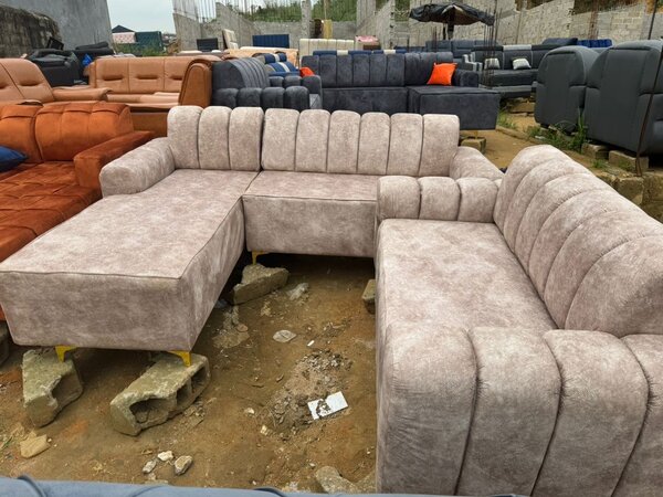 Canapé d'angle en tissu gris