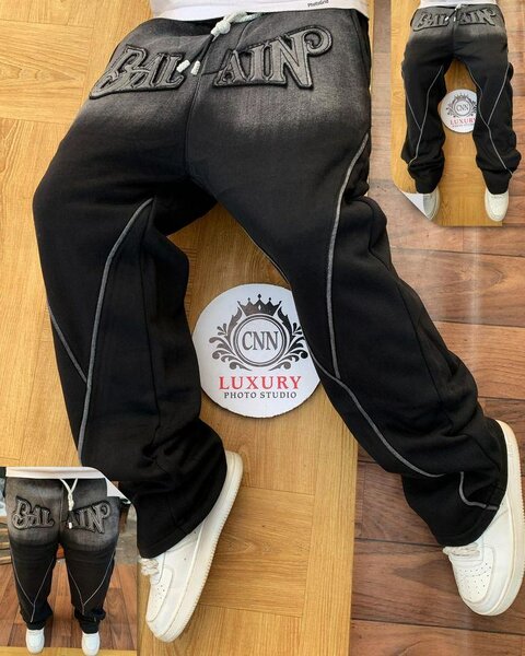 Pantalon noir en cuir pour homme