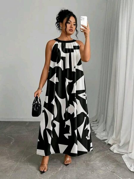 Robe maxi noire et blanche