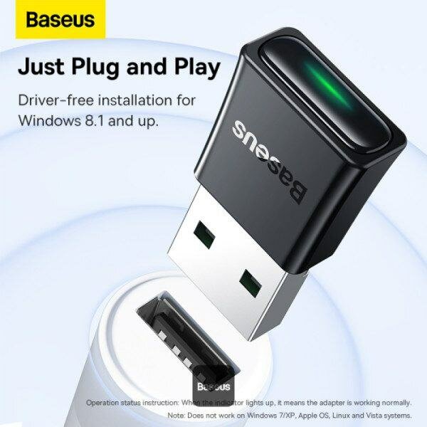 Baseus Adaptateur USB Bluetooth 5.0 pour PC - Compatible avec Windows 10/11