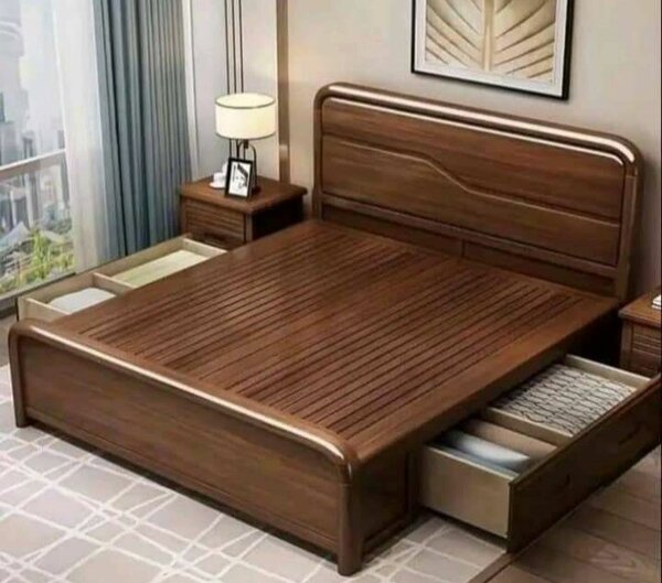 Lit en bois avec rangement