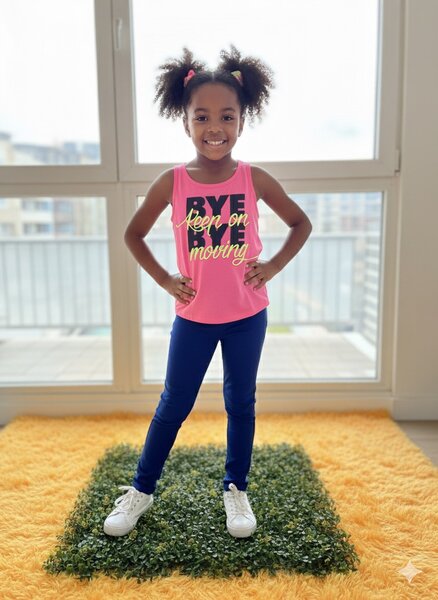 Débardeur fille rose graphique