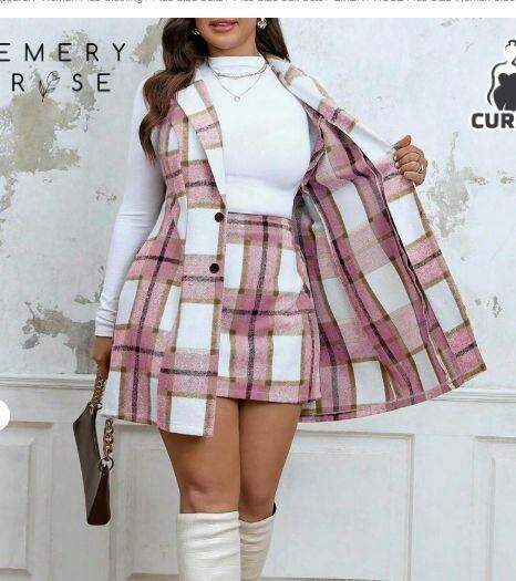 Ensemble jupe et veste à carreaux