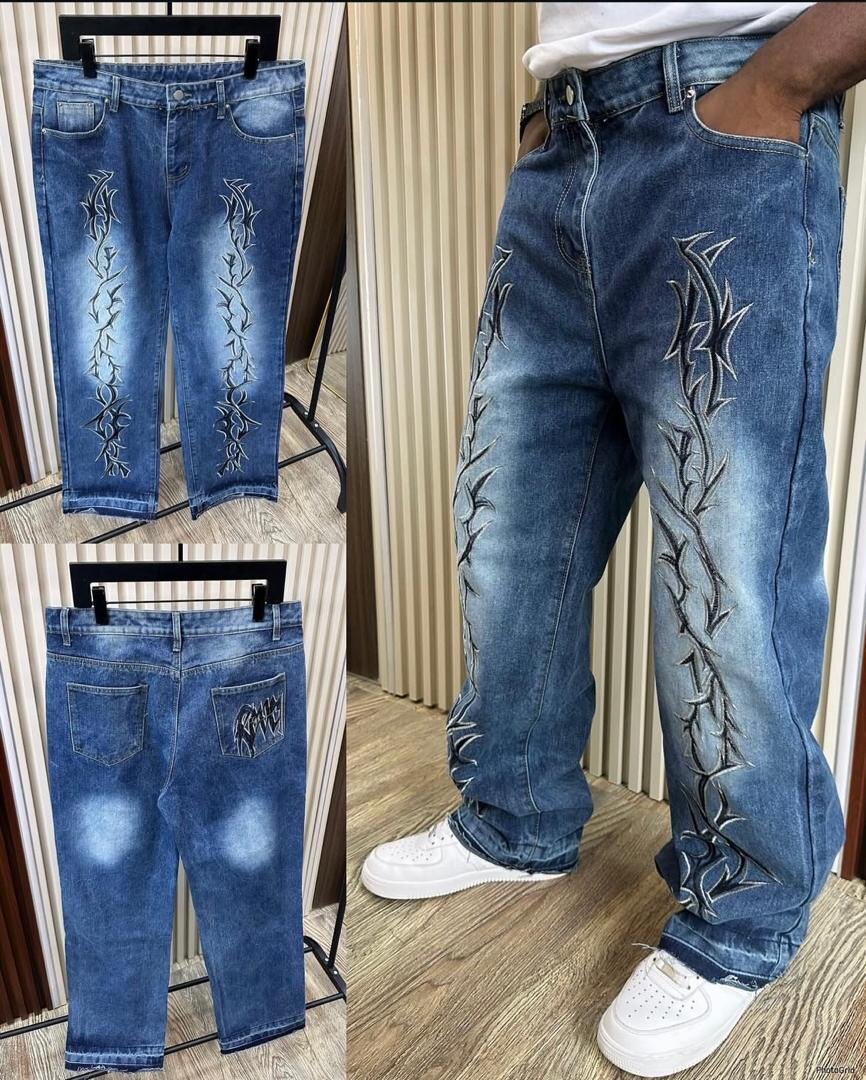 Jeans larges à motifs tendance