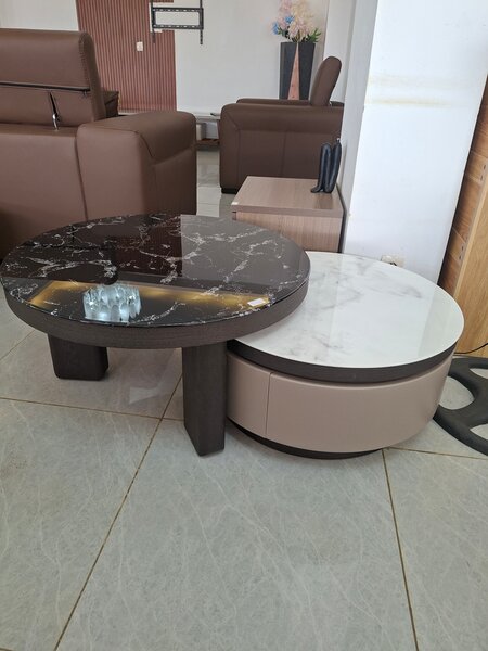 Modern Coffee Table Set of 2 Wooden Marble