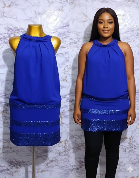 Robe bleue élégante à paillettes