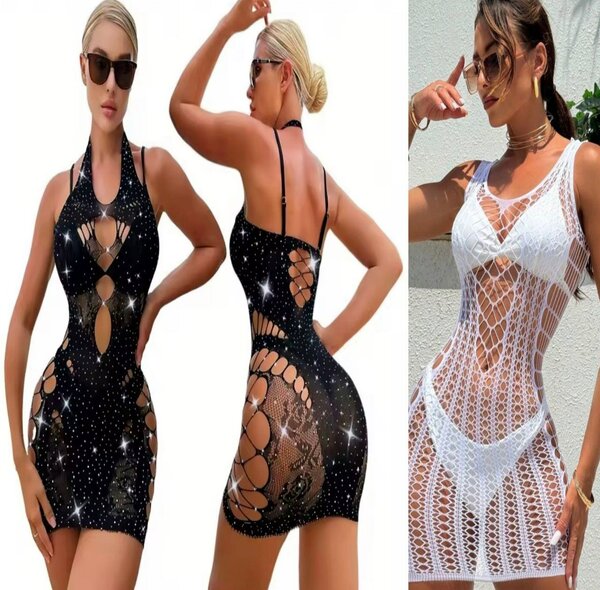 Combinaison maillée transparente