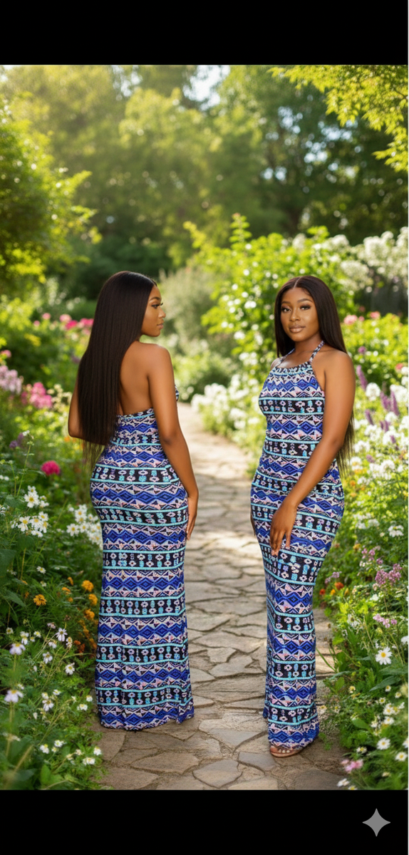 Robe longue à motifs bohèmes