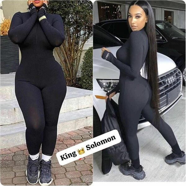 Combinaison moulante noire femme