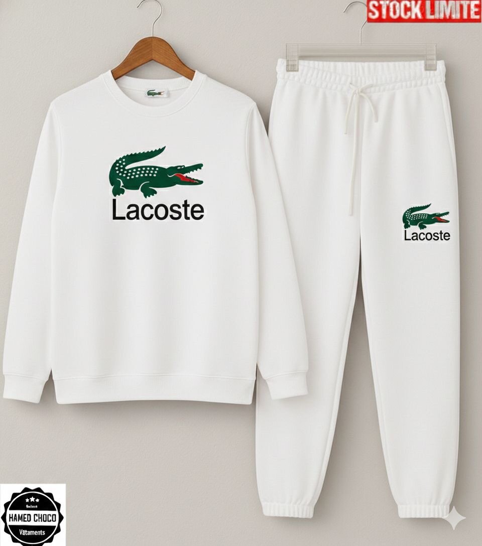 Ensemble survêtement Lacoste rouge et blanc