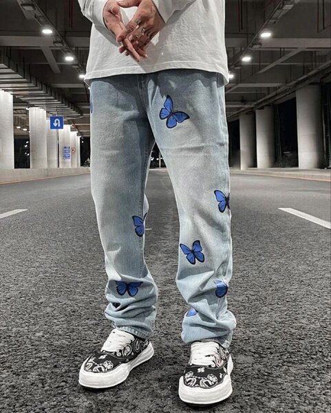 Jean homme papillons tendance