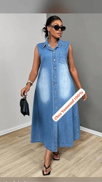 Robe longue en jeans pour femme