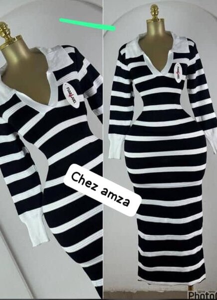 Robe rayée à manches longues