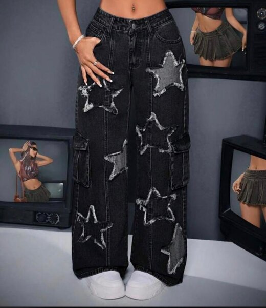 Jeans larges étoiles mode