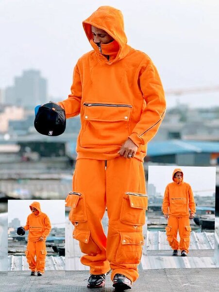 Combinaison cargo homme orange
