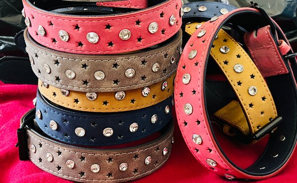 Colliers en cuir avec strass