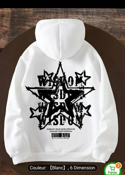 Sweat à capuche blanc étoile