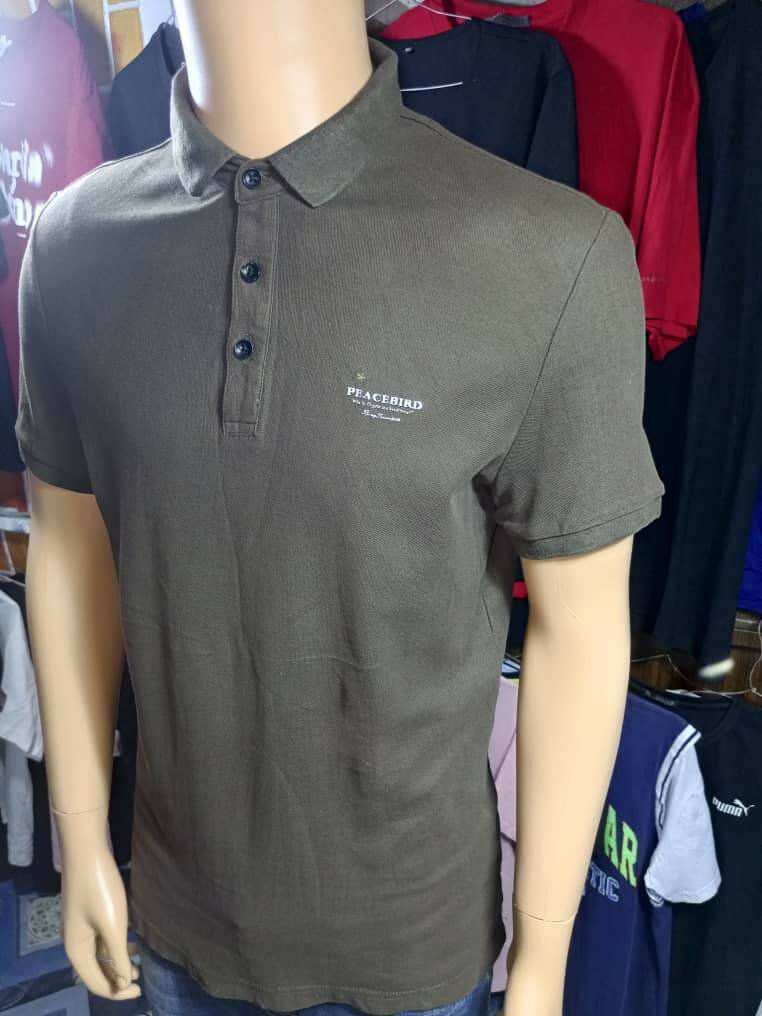Polo homme gris et vert