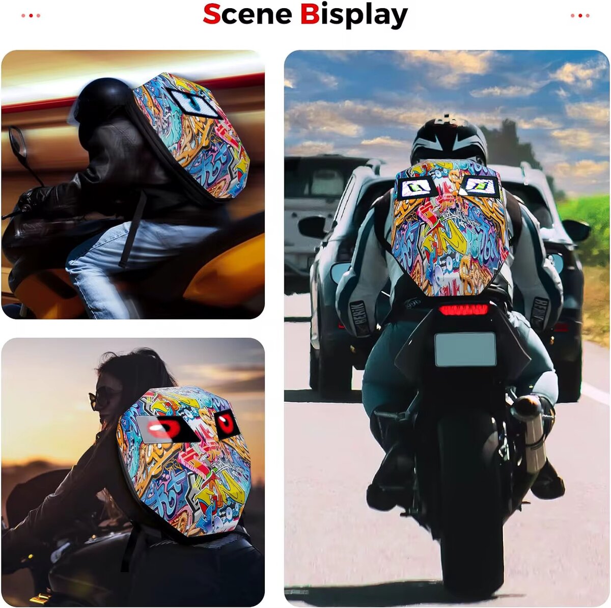 Sac à dos graffiti LED moto