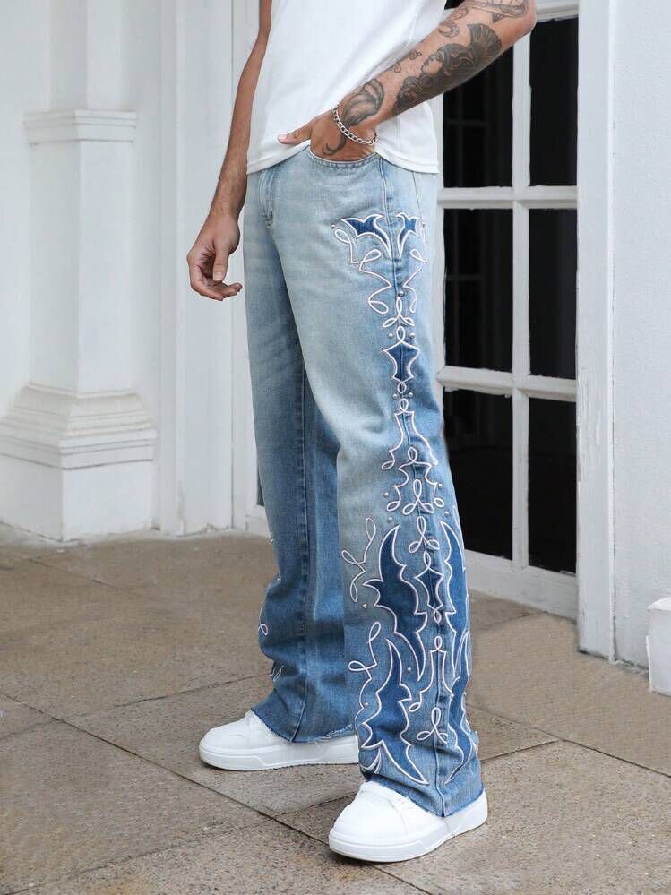 Jeans homme décontractés brodés