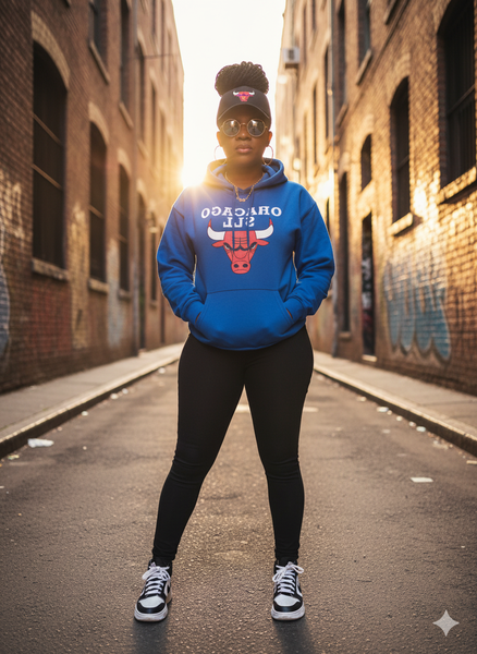 Sweat à Capuche Hip-Hop Bleu