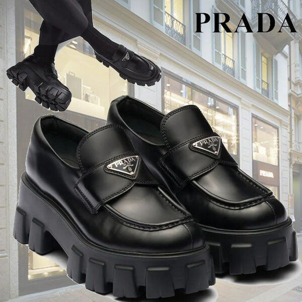 Mocassins Prada en cuir noir