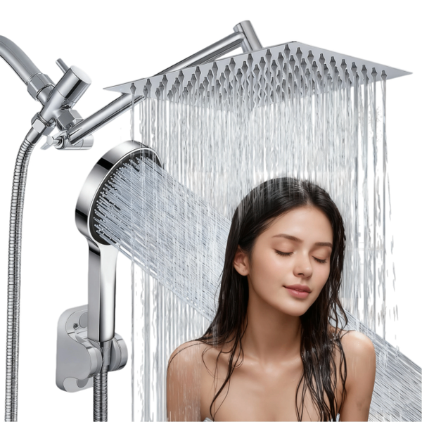 Pomme de douche carrée chromée