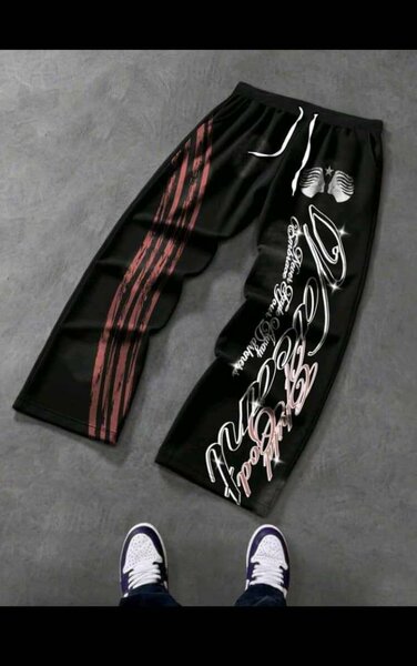 Pantalon noir homme avec motifs