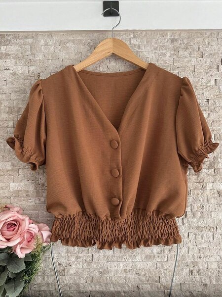 Chemisier marron pour femme