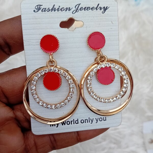 Boucles d'oreilles cercles rouges