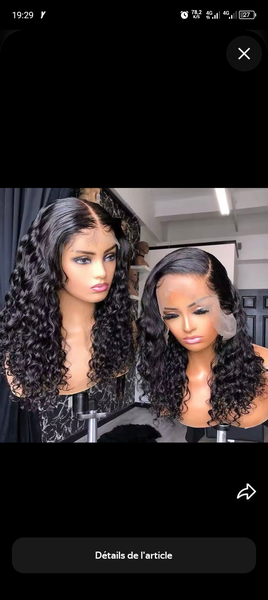 Perruque bouclée naturelle