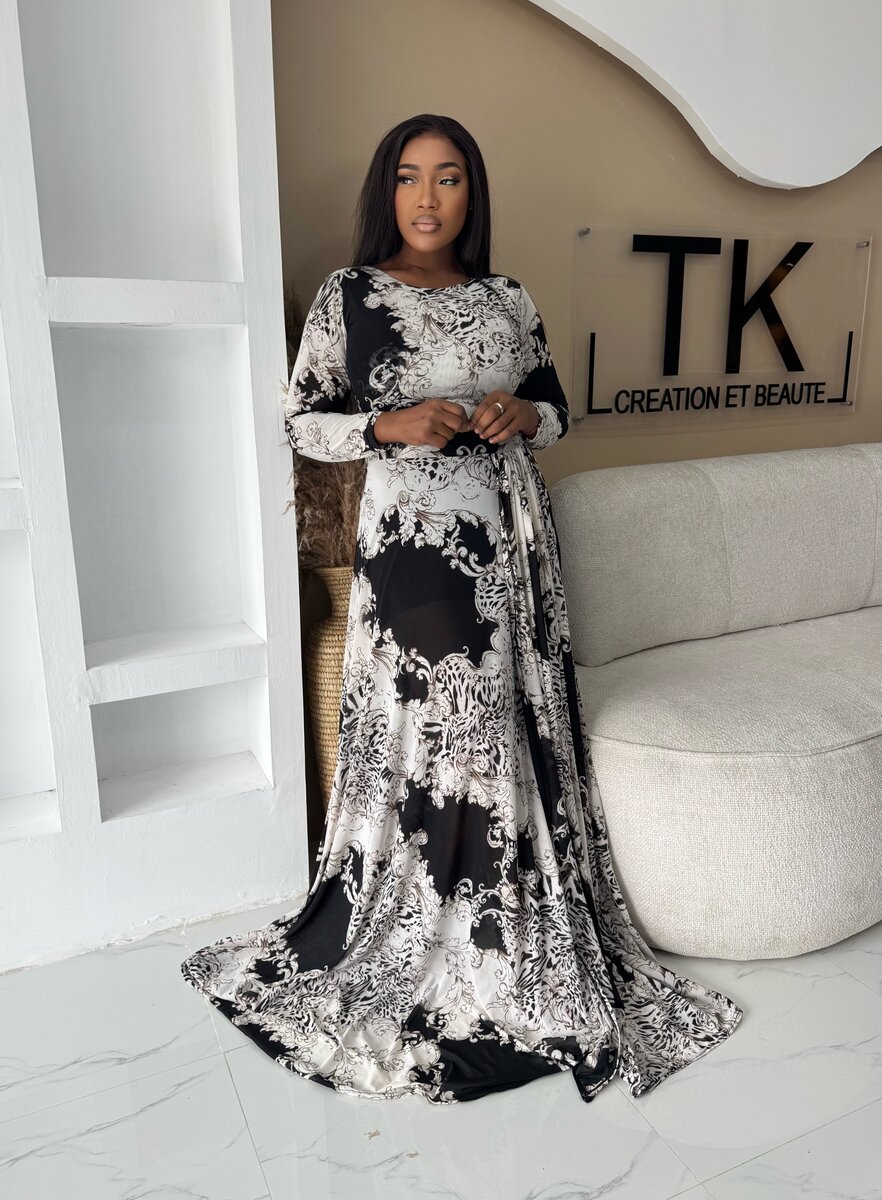 Robe Maxi Élégante à Motifs