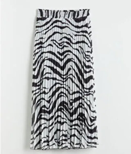 Jupe longue plissée zébrée