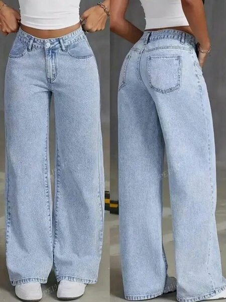 Jean large taille haute femme